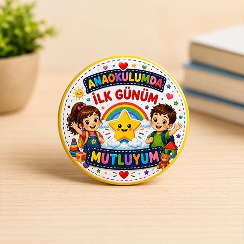 Anaokulumda İlk Günüm Rozeti | 44 mm Metal Yaka Rozeti