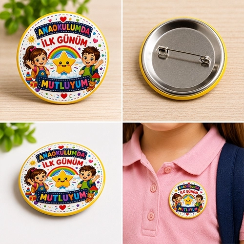 Anaokulumda İlk Günüm Rozeti | 44 mm Metal Yaka Rozeti