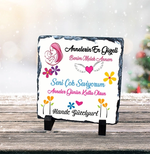  Anneler Gününe Özel Fotoğraf Baskılı Doğal Taş