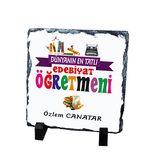 Edebiyat Öğretmeni Doğal Kare Taş Model 1