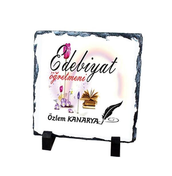 Edebiyat Öğretmeni Doğal Kare Taş Model 2