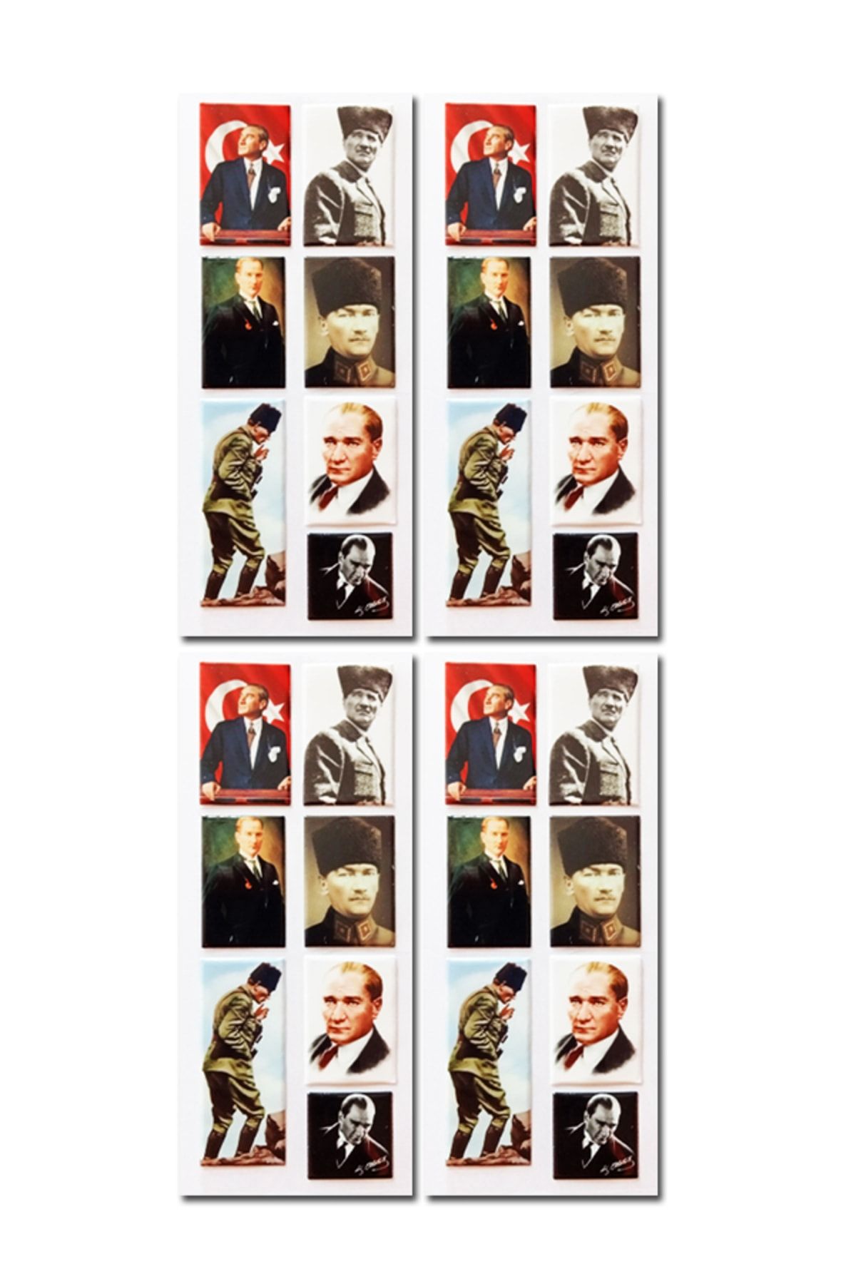 Atatürk Pvc Kabartma Sticker Etiket (4 Kartela 28 Sticker)
