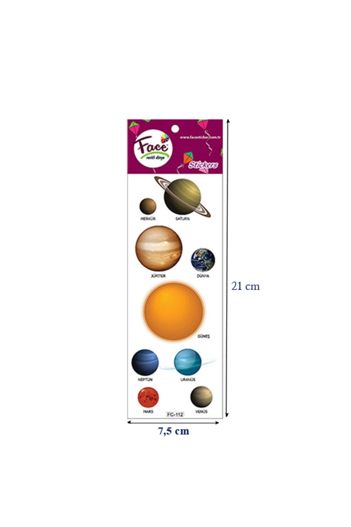 Güneş Sistemi Gezegenler Kabartma Etiket Sticker ( 3 Kartela )