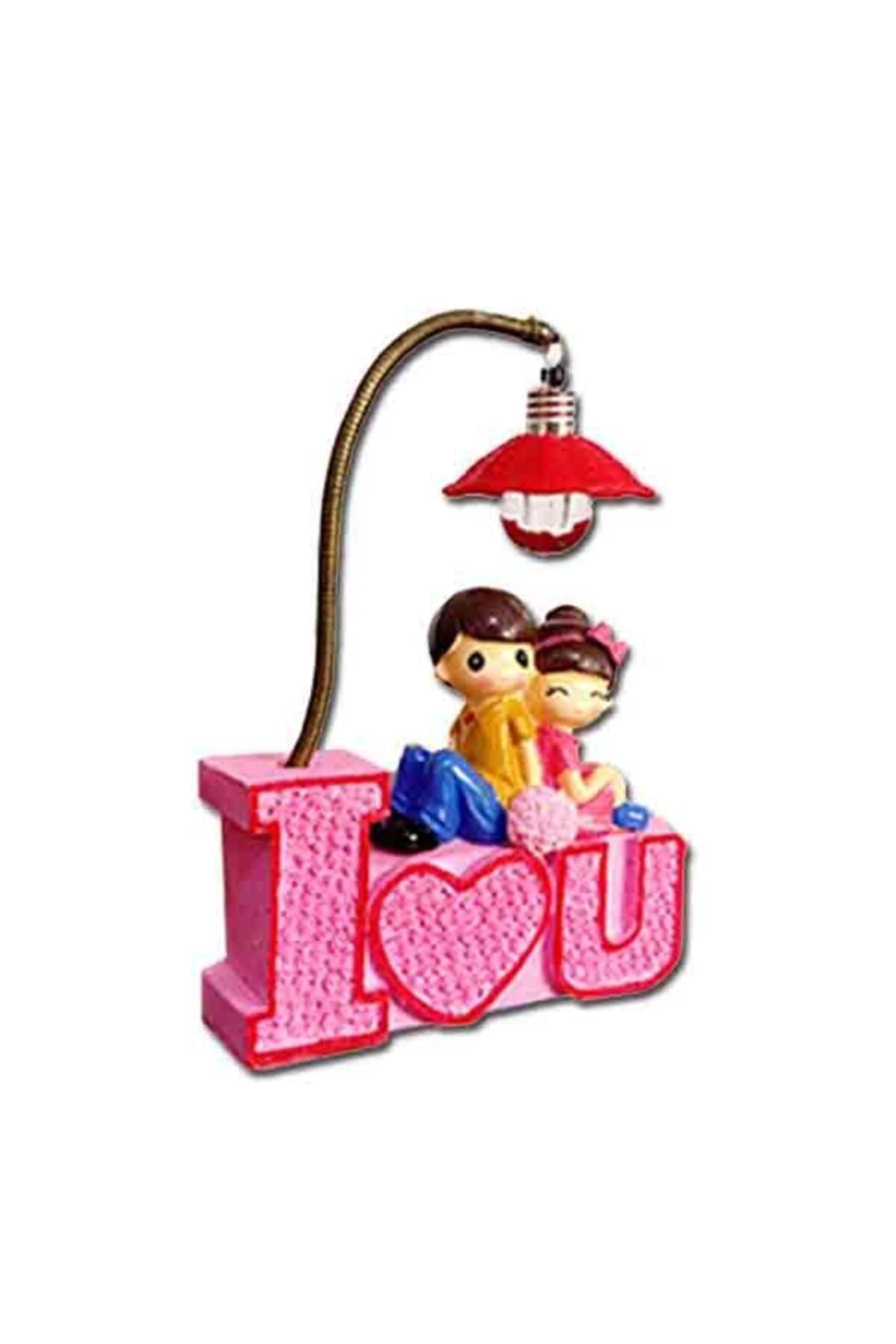 Sevgiliye Hediye Renkli Işıklı Lambalı I Love U Temalı Biblo Figür