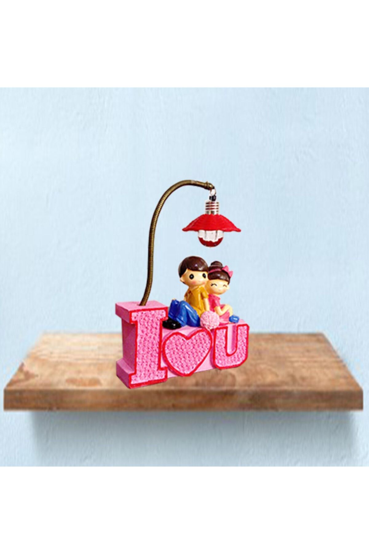 Sevgiliye Hediye Renkli Işıklı Lambalı I Love U Temalı Biblo Figür