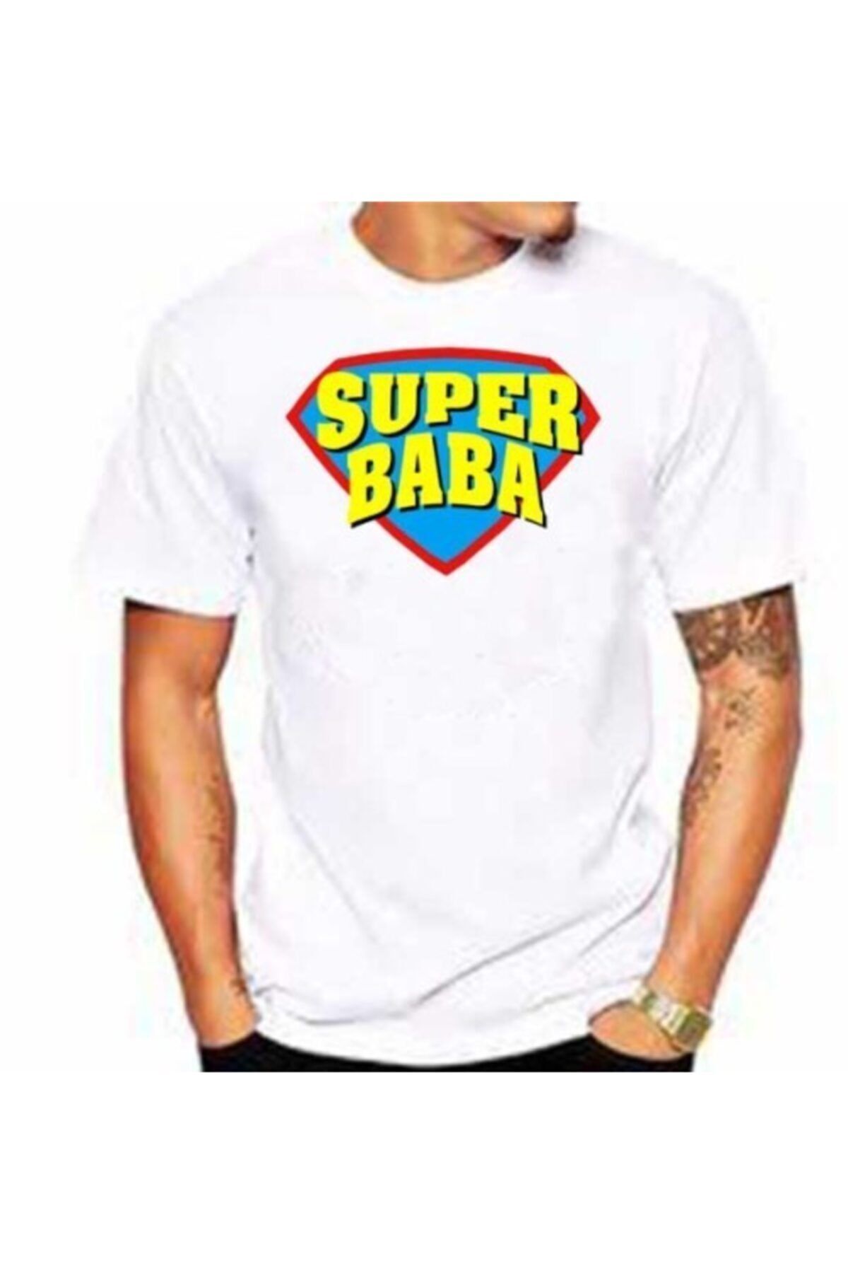 Babalar Günü Hediyesi Super Baba Baskılı Tişört 