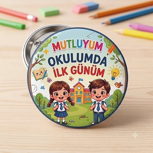  Mutluyum Okulumda İlk Günüm Öğrenci Yaka Rozeti