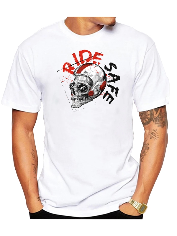 Özel Tasarım Erkek Motorcu Tişörtü- Ride Safe Baskılı Erkek Tshirt