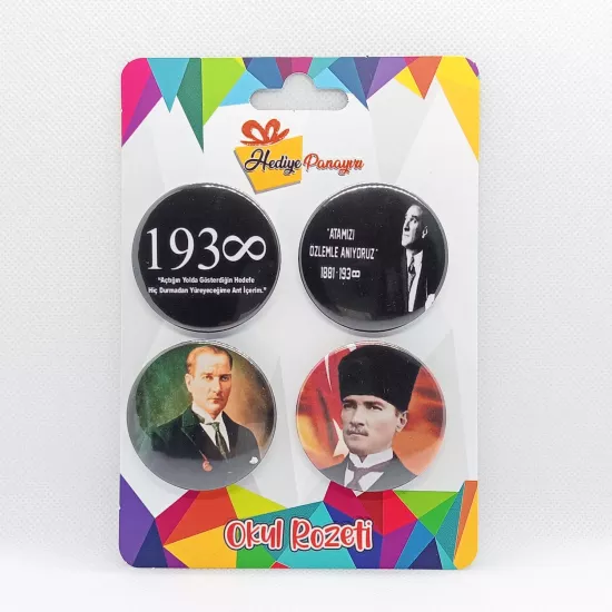 Atatürk Rozetleri 4’lü Set 10  | 10 Kasım, 29 ekim