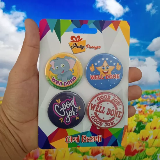 İngilizce Rozetler Good Job Well Done Rozetleri